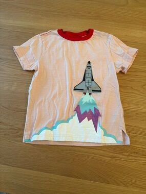 Tucker + Tate Pink Tee with Red Trim and Rocket Graphic
